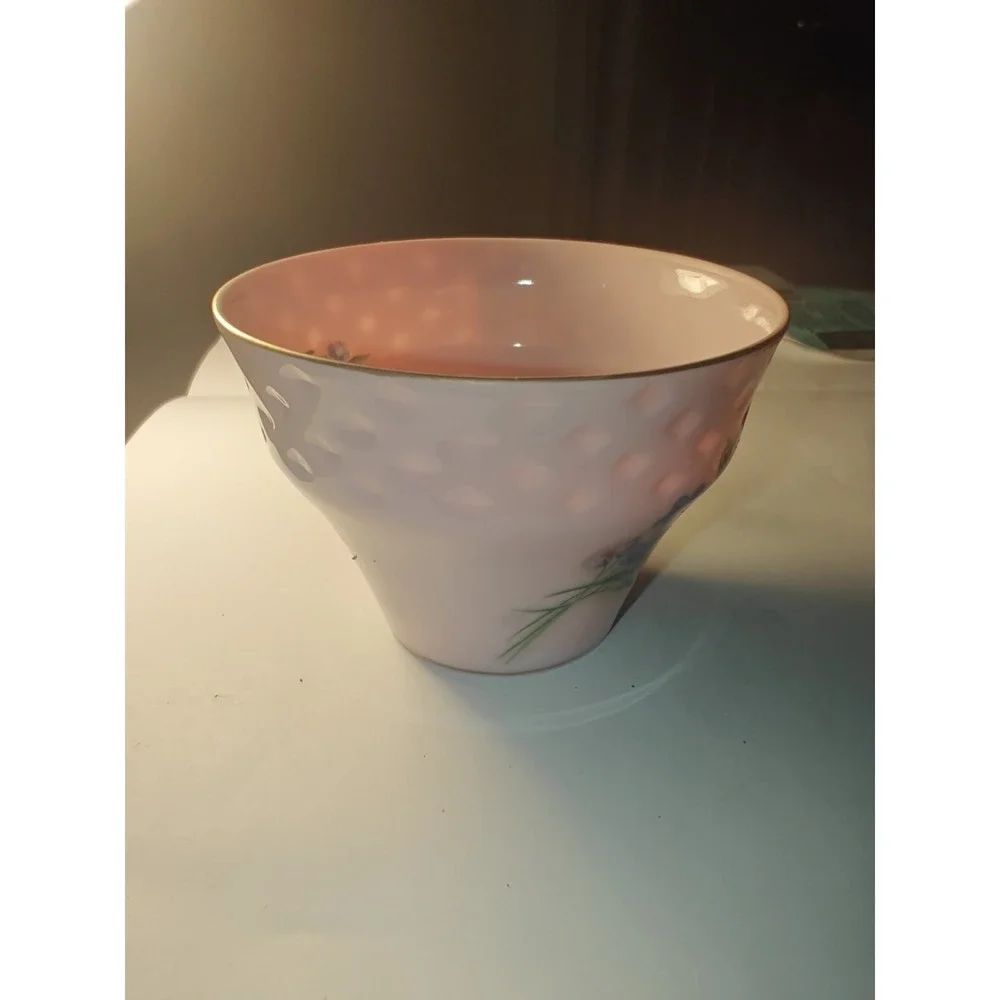 Norcrest Fine China Pink‎ Tea Cup Floral Interior Gold Trim Textured 8/544